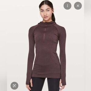 Lululemon Hooded Swiftly Tech Maroon Long Sleeve Top, Size 6. EUC.